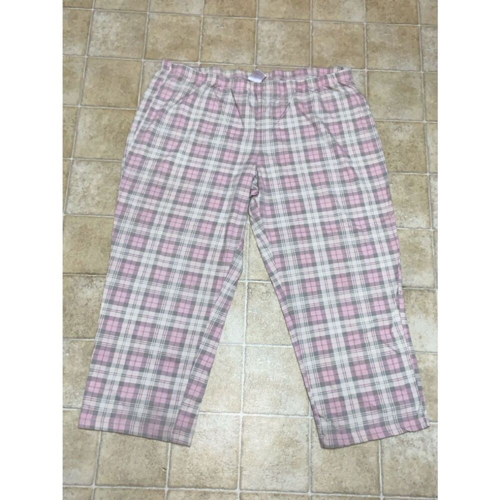 Secret Treasures Pink & Gray Plaid Jogger Pants Pajama Size 3X (22W-24W)